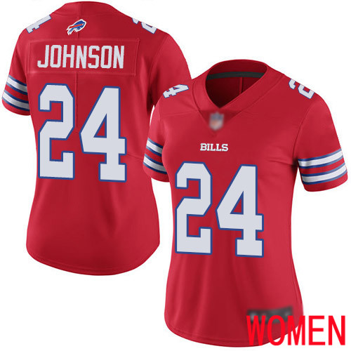 Women Buffalo Bills #24 Taron Johnson Limited Red Rush Vapor Untouchable NFL Jersey